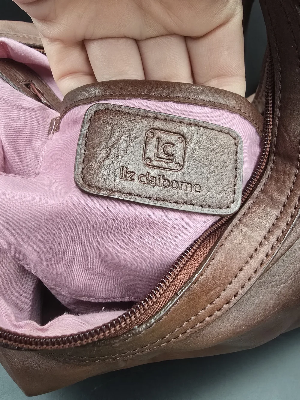 Liz Claiborne Chestnut Brown Leather Hobo Bag